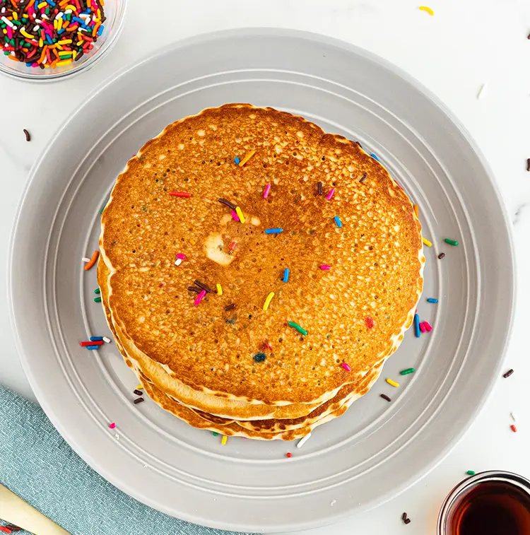 Keto Birthday Cake Protein Pancakes